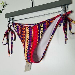 Cupshe Geometric Shapes Multicolor Red Yellow Orange Purple String Bikini Bottom